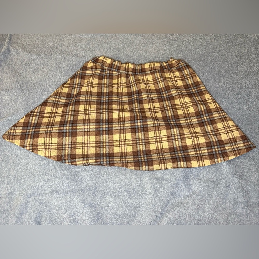 SHEIN Brown Plaid Skater Skirt